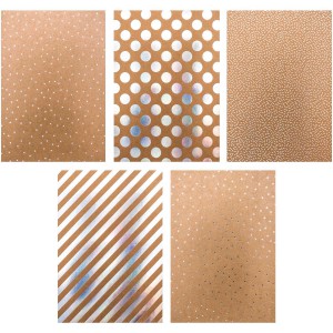 BLOC PAPIER KRAFT RAYURES - 20 feuilles foil or argent holo rose gold 270g/m2