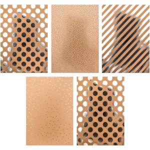 BLOC PAPIER KRAFT RAYURES - 20 feuilles foil or argent holo rose gold 270g/m2
