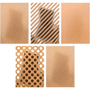 BLOC PAPIER KRAFT RAYURES - 20 feuilles foil or argent holo rose gold 270g/m2