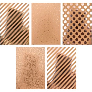 BLOC PAPIER KRAFT RAYURES - 20 feuilles foil or argent holo rose gold 270g/m2