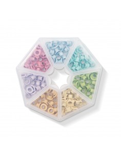 Boite 140 oeillets couleurs Pastel