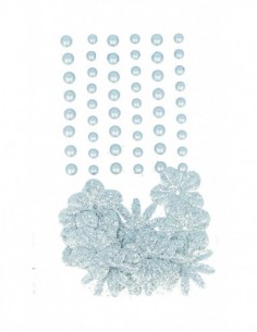 FLEURS en papier + PERLES ARGENT