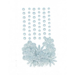 FLEURS en papier + PERLES ARGENT