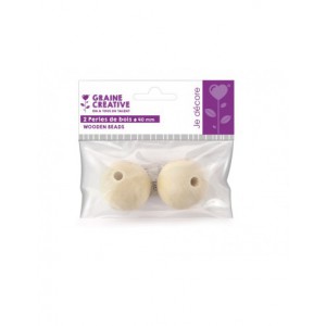 SACHET 2 PERLES DE BOIS Ø 40 mm