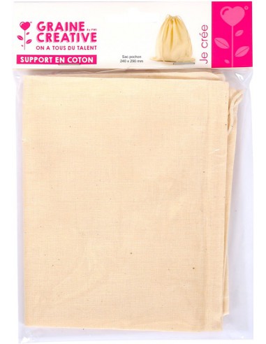 SAC A VRAC EN COTON vierge à décorer 240 x 290 MM