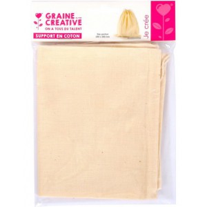 SAC A VRAC EN COTON vierge à décorer 240 x 290 MM