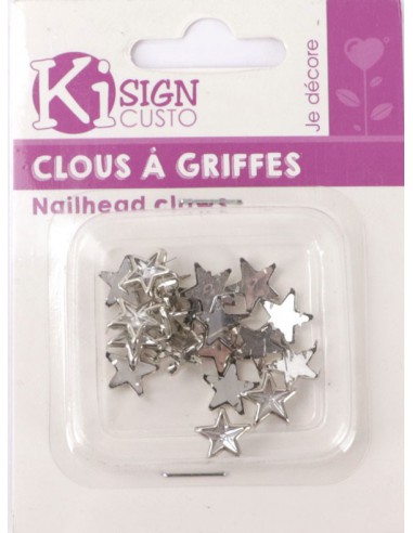 20 CLOUS A GRIFFES STRASS ETOILE TRANSPARENT 11MM