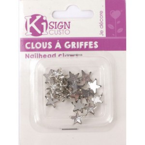 20 CLOUS A GRIFFES STRASS ETOILE TRANSPARENT 11MM
