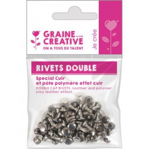 SACHETS DE 30 RIVETS DOUBLES POUR LE CUIR 8X8MM ET 6X6MM