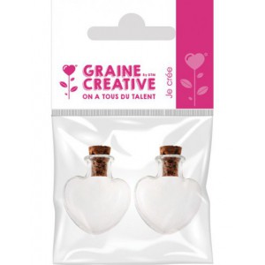 LOT DE 2 MINI FLACONS COEUR 22X25MM