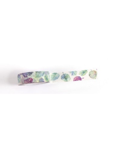 WASHI TAPE FEUILLES TROPICALES AQUARELLE 15mmx10m