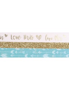 3 WASHI TAPES & GLITTER LOVE 2 x 5m + 1 x 2 m