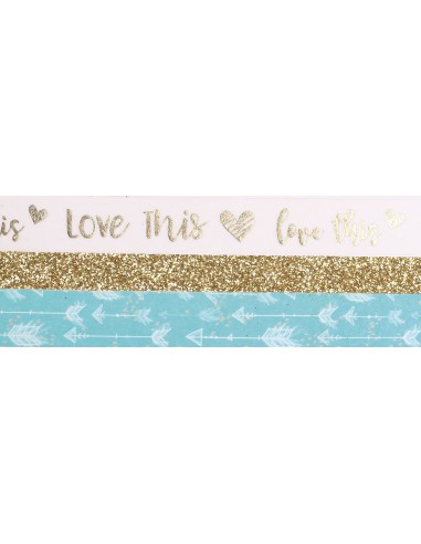 3 WASHI TAPES & GLITTER LOVE 2 x 5m + 1 x 2 m