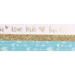3 WASHI TAPES & GLITTER LOVE 2 x 5m + 1 x 2 m