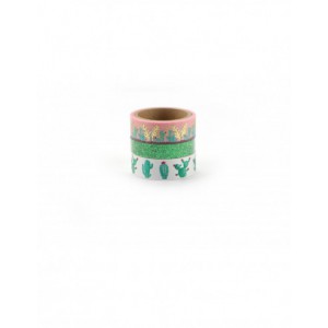 3 WASHI TAPES & GLITTER CACTUS 2 x 5m + 1 x 2 m