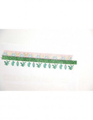 3 WASHI TAPES & GLITTER CACTUS 2 x 5m + 1 x 2 m