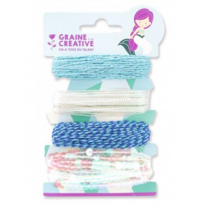 4 FICELLES FANTAISIE BLEU 3x7m + 1x2,7m