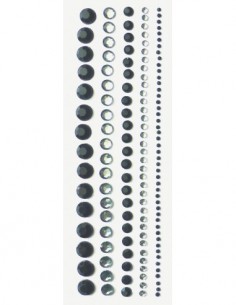 LOT 5 BANDES ADHESIVES DE STRASS NOIRS 145x8mm