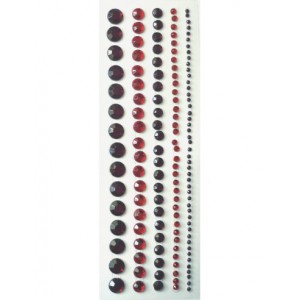 LOT 5 BANDES ADHESIVES DE STRASS ROUGES 145x8mm