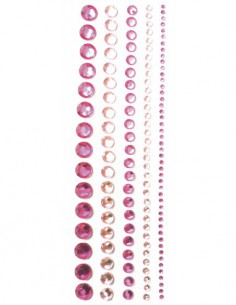 LOT 5 BANDES ADHESIVES DE STRASS ROSES 145x8