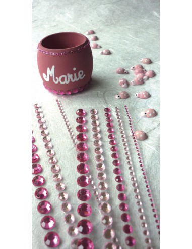 LOT 5 BANDES ADHESIVES DE STRASS ROSES 145x8