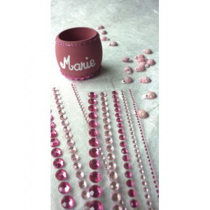 LOT 5 BANDES ADHESIVES DE STRASS ROSES 145x8
