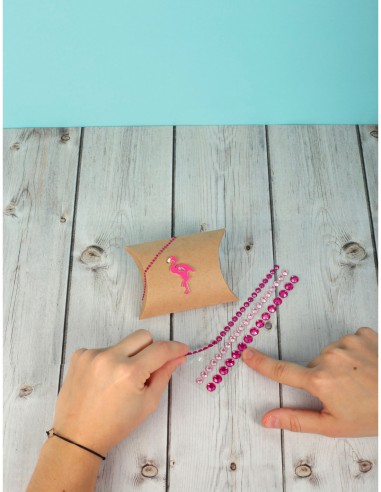 LOT 5 BANDES ADHESIVES DE STRASS ROSES 145x8