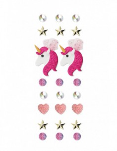 LOT STICKERS LICORNE 23 PIECES 40mm