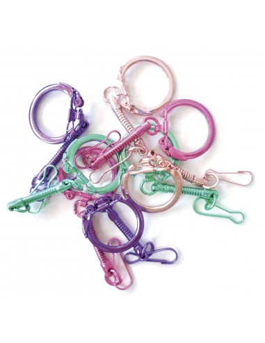 10 PORTE-CLEFS MOUSQUETONS COLORIS ASSORTIS