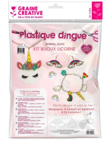 KIT BIJOUX LICORNE PLASTIQUE DINGUE AVEC DECOUPE