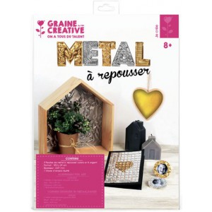 POCHETTE 3 FEUILLES METAL A REPOUSSER OR/ARGENT 185x290x0,07mm