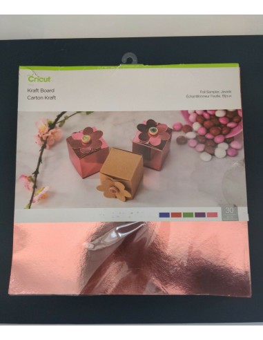 30 feuilles de carton kraft rose, bleu,violet, orange, vert metallique - 30,5x30,5