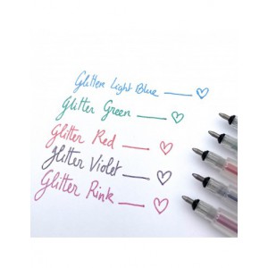 CRICUT EXPLORE/MAKER - 5 STYLOS GEL PAILLETES ROSE,BLEU, VIOLET,ORANGE, VERT