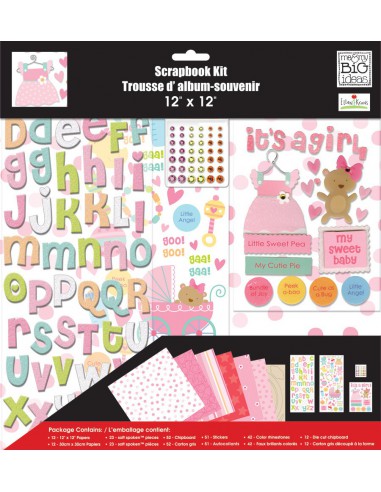 KIT DE SCRAPBOOKING - ALBUM SOUVENIR  -Ellen- Baby Girl Page Kit