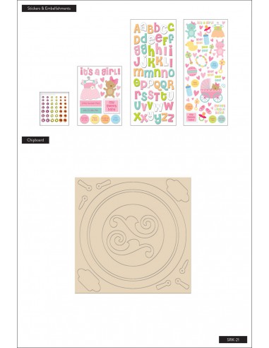 KIT DE SCRAPBOOKING - ALBUM SOUVENIR  -Ellen- Baby Girl Page Kit