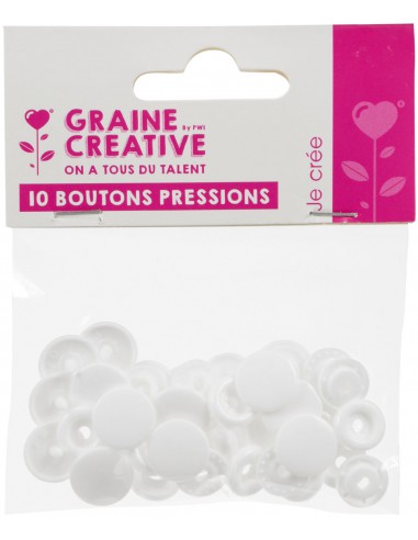 lot de 10 boutons pressions résine  BLANC diamètre 12,2mm