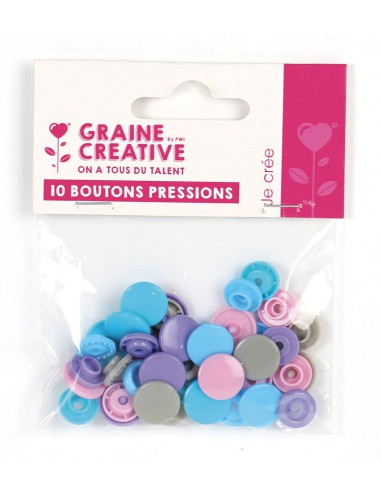 lot de 10 boutons pressions résine  PASTEL diamètre 12,2mm