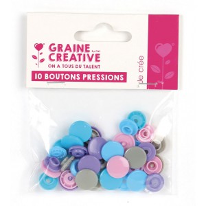 lot de 10 boutons pressions résine  PASTEL diamètre 12,2mm