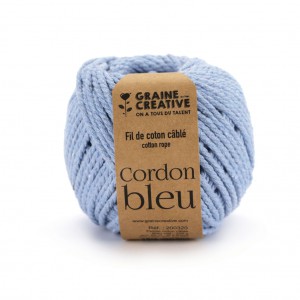 pelote coton câblé BLEU CIEL 2,5mm - 200g / 80mètres