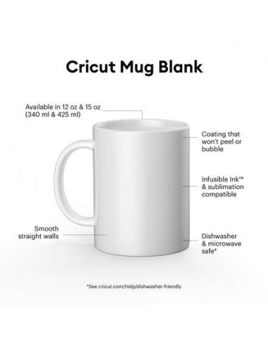 CRICUT - 1 MUG CERAMIQUE BLANC sublimable 425 ML / 15 oz - tarif dégressif à partir de 12