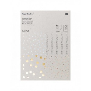 Bloc carton gris foil or, argent, rose gold, holo - 20 feuilles 250g