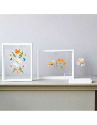 Cadre bois blanc avec double plaque acrylique 20X25cm - idéal gravure