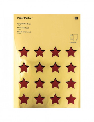 Bloc cardstock MIROIR - ROUGE-OR - 10 feuilles 230g