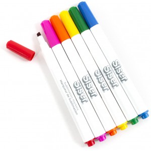 6 Feutres de Sublimation SISER - pointe biseautée - Couleurs Primaires