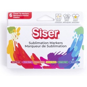 6 Feutres de Sublimation SISER - pointe biseautée - Couleurs Primaires