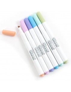 6 Feutres de Sublimation SISER - pointe biseautée - Couleurs Pastel