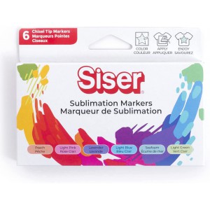 6 Feutres de Sublimation SISER - pointe biseautée - Couleurs Pastel