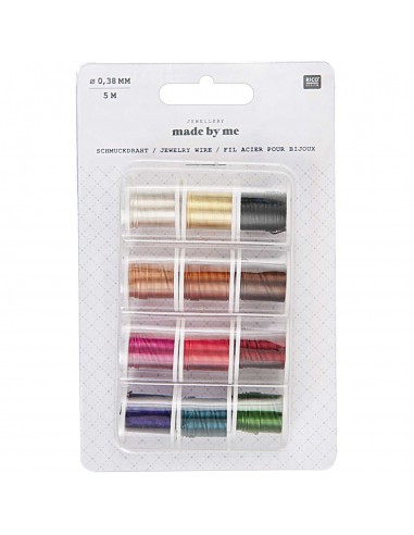 SET DE FILS EN ACIER                    POUR BIJOUX, 12 couleurs