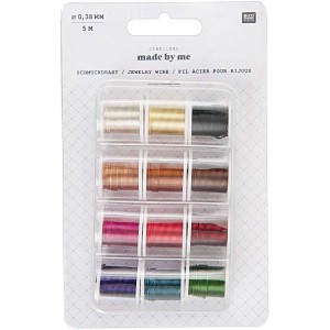 SET DE FILS EN ACIER                    POUR BIJOUX, 12 couleurs