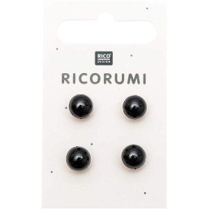 Yeux pour amigurumi et création de jouets - 4 Bouton RICORUMI,  BRUN-NOIR, 8,5mm